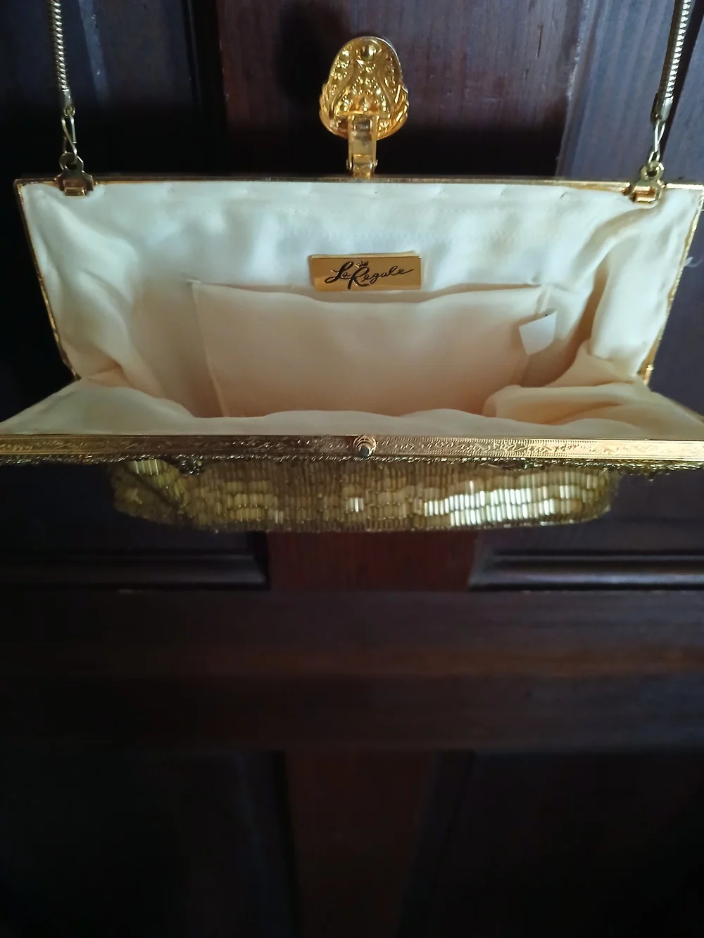 La Regale Vintage Gold Beaded Evening Bag